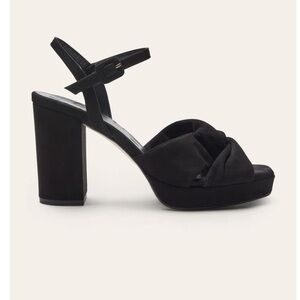 Boden Black Block Heel Sandals with Ankle Strap